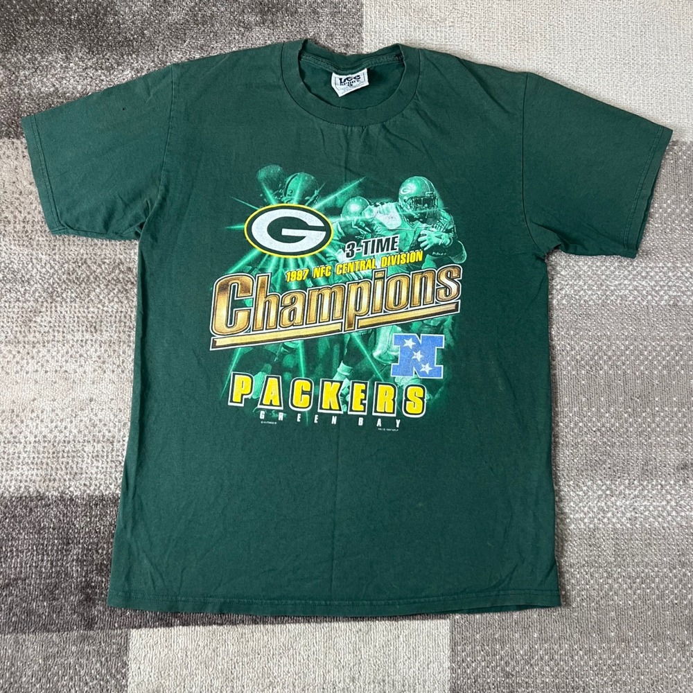 Vintage Lee‎ Sport Green Bay Packers 1997 NFC Champions T-Shirt Mens Large Green